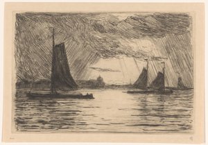 View of the Maas at Dordrecht in the Evening by Carel Nicolaas Storm van 