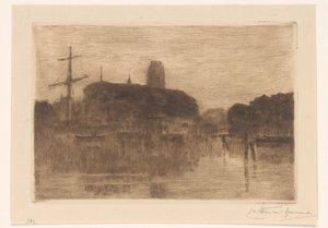 View of the New Harbor in Dordrecht at Evening