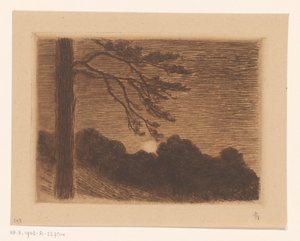 Landscape with Rising Moon by Carel Nicolaas Storm van 