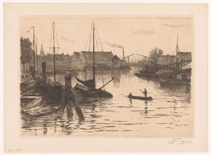 Riedijkshaven in Dordrecht at Evening by Carel Nicolaas Storm van 