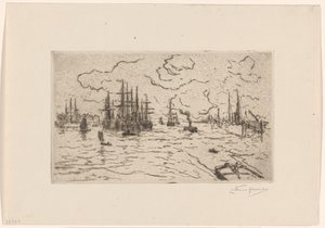 Ships on the Maas by Carel Nicolaas Storm van 