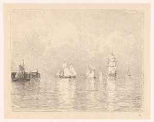 Sailing Ships at the Roadstead of Cuxhaven by Carel Nicolaas Storm van 
