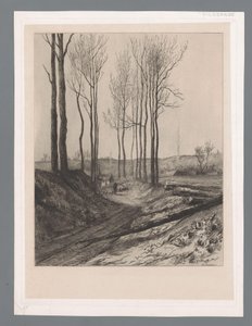 Shepherd with Flock on a Hollow Road near Vilvoorde by Carel Nicolaas Storm van 