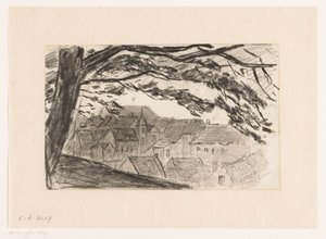 Cityscape of Kleve with Tree in the Foreground by Carel Nicolaas Storm van 