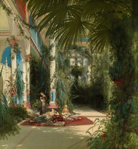 The Interior of the Palm House on the Pfaueninsel Near Potsdam by Carl Blechen