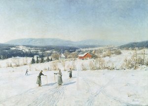 Landscape with Skiers by Carl Edvard Diriks