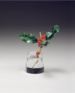 Holly spray in a tapering vase, c.1890 by Carl Fabergé