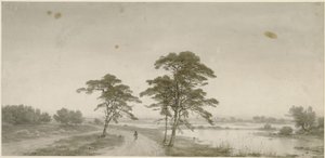 Flat Landscape with Wanderer by Carl Friedrich Lessing
