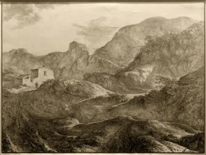 Mountain Landscape, House with Wanderer on the Left by Carl Friedrich von Rumohr