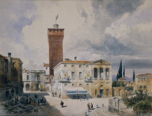 Marketplace in Piacenza by Carl Georg Anton Graeb