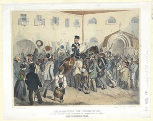 Proclamation of the Constitution on the Meeting Place of the National Guard in the Freihaus (Free House) on the Wieden at 15th March 1848