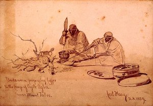 Bedouins preparing Coffee in the Camp of Agile Agha, Near Mount Jaboz by Carl Haag