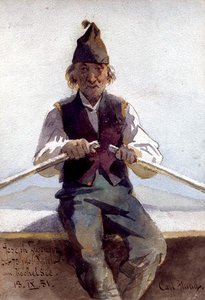 Joseph Zwenger in a Rowing Boat, Bavarian Highlands by Carl Haag