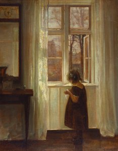 A Girl Standing at a Window by Carl Holsoe