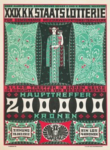 Poster Advertising the 24th Royal Austrian Charity Lottery in 1912