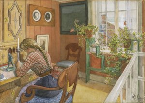 Letter-writing by Carl Larsson