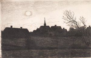Hornbæk Church, Summer Evening by Carl Locher