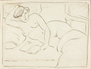 Reclining Female Nude with Book