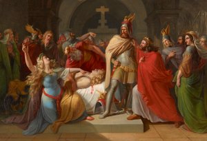 Kriemhild at the Corpse of Siegfried Declares Hagen as His Murderer and Swears Revenge by Carl Rahl