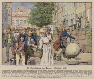 Civilians helping Prussian wounded during the defence of Danzig, Spring 1807 by Carl Röchling