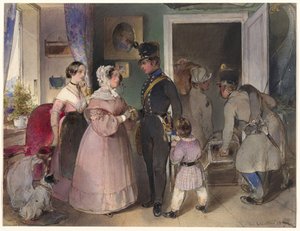 A Young Officer Saying Farewell to His Family by Carl Schindler