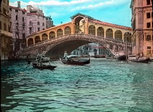 Rialto Bridge and Grand Canal, Venice, Italy, circa 1910. Carl Simon Archive by Carl Simon