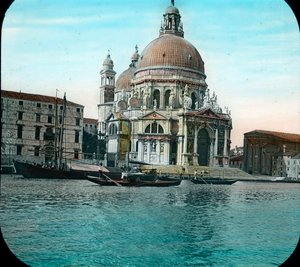 View to Basilica Santa Maria della Salute, Venice, Italy, circa 1910. Carl Simon Archive