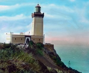 Lighthouse at Cap Spartel, Northern Morocco, circa 1910. Carl Simon Archive