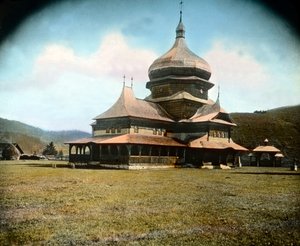 A Greek united church in the Bukovina region, Romania, circa 1920