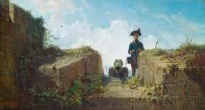 The Knitting Outpost. c. 1860 by Carl Spitzweg