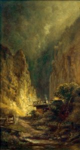 Mill Before a Rocky Gorge with Two Figures