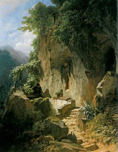 Musical Hermit in Front of His Rock Hermitage