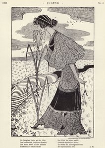 Woman smelling a flower by Carl Strathmann