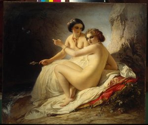 Two Girls in a Grotto by Carl Timoleon von Neff