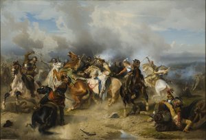 Death of King Gustav II Adolf of Sweden at the Battle of Luetzen on 6 November 1632 by Carl Wahlbom