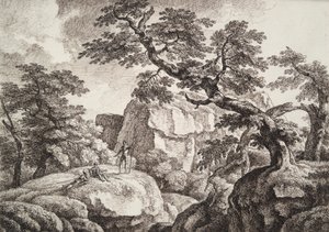 Three Soldiers in a Hilly Landscape by Carl Wilhelm Kolbe the elder