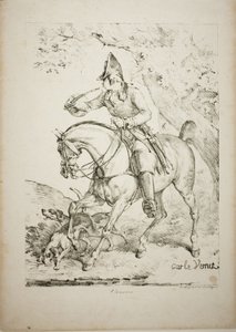 Mounted Huntsman Sounding a Horn