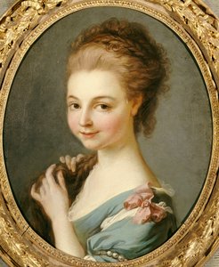 A Girl in a Blue Dress with a Pink Ribbon by Carle van Loo