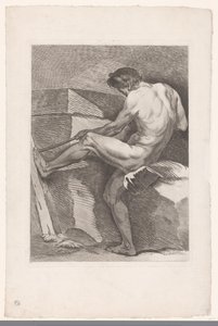 Academic Study of a Male Nude Pulling a Rope (Six Academic Studies) by Carle van Loo