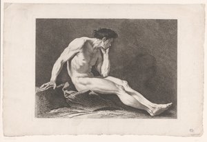 Academic Study of Seated Male Nude (Six Academic Studies)