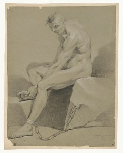 Study of a Seated Prisoner, Chained to a Rock by Carle van Loo