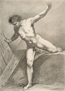An Académie: Striding Man Leaning on a Plank by Carle van Loo
