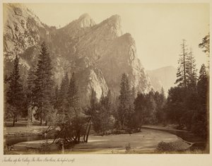 Further Up the Valley. The Three Brothers, the Highest, 3,830 ft. by Carleton Watkins