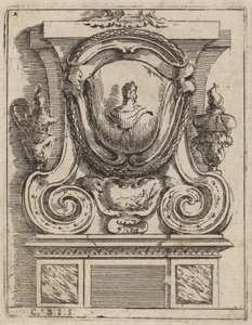 Architectural Motif with Bust and Two Lamps by Carlo Antonio Buffagnotti