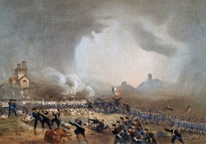 Attack of Piedmontese at Madonna della Scoperta, Battle of Solferino, June 24 by Carlo Bossoli