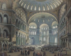 Interior of the Hagia Sophia in Constantinople by Carlo Bossoli