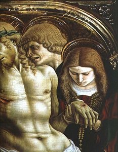 Lamentation of the Dead Christ, detail of St. John the Evangelist and Mary Magdalene, from the Sant