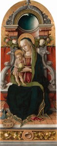 Madonna and Child Enthroned with Donor by Carlo Crivelli