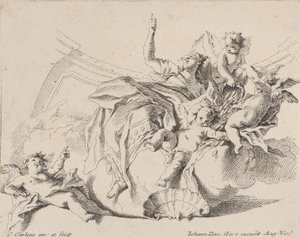 Wealth, represented by a woman seated on clouds and surrounded by putti, 1725-75