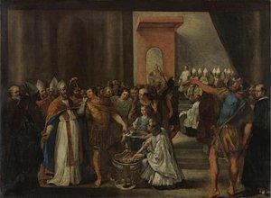 Emperor Constantine Burning Arian Books by Carlo Magnone